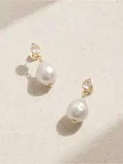 [Alison Lou] Alison Lou - Tear 14-karat Gold, Topaz And Pearl Earrings - One size One size Gold