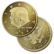 President Donald Trump Gold Challenge Coin 2024 with Certificate of Authentic...