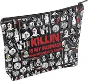 Clown Movie Merchandise Inspired Makeup Bag Killer Clown Cosmetic Bag Horror Movie Lover Gift Art Gift Scary Clown Character Gift, KillinMupBlk, Make Up Bag