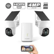 4MP Solar&Battery Wireless Security Camera System Outdoor Pan/Tilt 360°PTZ 64GB