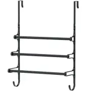 Over The Door Towel Rack for Bathroom Triple Storage Holder with Hooks (Matte