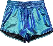 [Dtone] Girls Metallic Shorts Sparkly Hot Pants Kids Shiny Dance Costume Outfits Glitter Gymnastics Shorts