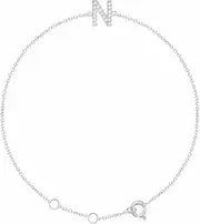 [JewelryWeb] 14k White Gold N Polished .06 Dwt Diamond 6 18 Centimeters Letter Name Personalized Monogram Initial Bracelet Link-Bracelet for Women