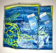 NWT Outdoor Oasis Blue & Yellow Sea Turtle Beach Towel Set Ocean Nautical