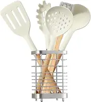 Utensil Holder Kitchen Countertop Organizer, Cutlery Drainer Sink Caddy Dish Drying Rack, Cabinet Silverware Storage Organiser, Stainless Steel, Silver(6 in)