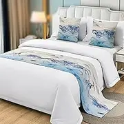 Geometric Line Bed Runner Scarves Soft Bedding Scarf Protection Hotel Home Durable Bedspread Modern Bed Towel Decoration King Size Bedroom Coverlets,B-2*Pillowcase