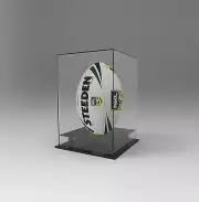 NRL/ARU Rugby League/Union Deluxe Ball Display Case - Upright/Vertical - BLACK