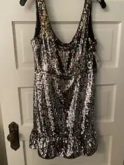 AIDAN MATTOX - Gold/ Silver Sequin MINI DRESS - SZ 10 - NWT - MSRP $220