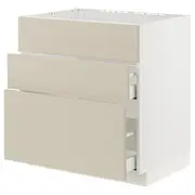 METOD / MAXIMERA base cab f sink+3 fronts/2 drawers, white/Havstorp beige, 80x60x80 cm