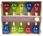 Patio Garden String Lights 10 LED Edison Style Bulbs Multi-Color Battery Powered