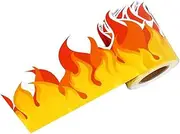 HOUDERCO 1roll Flame Trim Border Decal for Bulletin Boards Classroom Wall Decoration Fire-shaped Design Bright Patterns for Office School Use