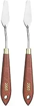 2pcs Palette Knife Painting Tool 2.17" x 0.67" Stainless Steel Teardrop Blade 8.07" Length Spatula Painting Pallet Knives with Hole Beech Wood Handle for Acrylic Canvas, Red/Silver