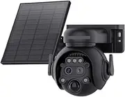 6MP Solar Security Camera 4G SIM/WiFi 12x Zoom Dual Lens Solar PTZ Camera PIR Human Detection Built-in 7800mAh Battery(3mp 4G Add 32G)