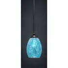 Toltec Zilo 1 Light 8" Mini Pendant, Granite, 5" Turquoise Fusion - 560-DG-5055