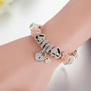 Pandora Inspired Full Set Beaded Charm Bracelet - Triple-Tone