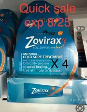 Zovirax 2g tube cold sore cream - 4 TUBES - QUICK SALE EXP 08/25
