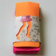 Rampage Girl's Florescent Tights Highlighter Orange & Bright Pink size 8-10 NWT