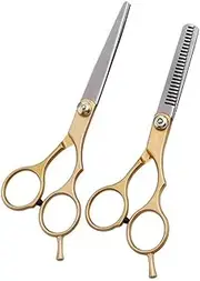 JSEIAJB Golden Professional 6.0 Inch Stainless Steel Barber Hair Cutting Thinning Scissor Shears Hairdressing Set