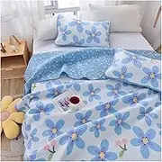 3 Pieces Quilt Set Plant Animal Geometric Floral Pattern Quilt Coverlet Cotton Bedspread with 2 Pillow Shams Lightweight Bedding Quilt Set for Adults Children (Color : Blue, Size : 200x220cm-78x86 i
