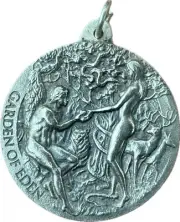 Garden Of Eden Coin Pendant Sterling Silver Handmade Large Biblical Christian