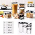 6 x Food Airtight Containers Set Cereal Dried Food Storage Jar w/ Lid Organizer