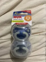 NUK Classic Happy Nights 0 - 6 months silicone soother 2 pack Acc567acc622