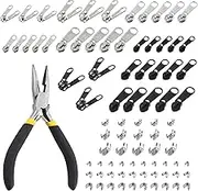 Rustark 85Pcs #3#5#8 Zipper Repair Kit Zipper Replacement Zipper Repair Zipper Pull Replacement and Zipper Stops with Zipper Install Pliers Tool for Bag Luggage Tents