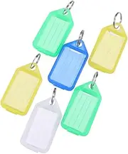 HOMSFOU 20Pcs Colorful Plastic Key Tags with Key Rings Luggage Name Label Tags for Keys Luggage Pet Tags Random Colors for Key Cabinets and Organization