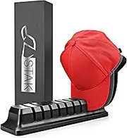 Hat organizer for baseball caps - hat holder for 10 baseball caps - No install required cap rack closet organizer system hat racks for baseball caps (Black)