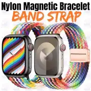 Magnetic Buckle Braided Solo Loop Band for Apple Watch 9 8 7 6 5 4 3 2 1 Ultra