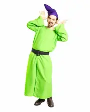 Adult Green Long Dopey Dwarf Robe/Buckle + Hat Mens Halloween Costume Accessory