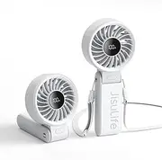 JISULIFE Handheld Fan Life7 – Ultimate Flexibility: High-Power Motor, LED Display, 5000mAh Rechargeable, 5-Speed, Foldable Design, 3-IN-1 Portable Hand/Desk/Neck Fan for Travel, Women (Grey)