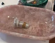 Rose Quartz Sink - Natural Stone Bathroom Basin / Healing Crystal Vessel Sink