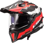 LS2 MX701 Explorer Carbon Trick, adventure helmet , color: Black/White/Red , size: M