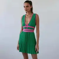 在飛比找ETMall東森購物網優惠-Pleated Mini Dress Women Sexy 