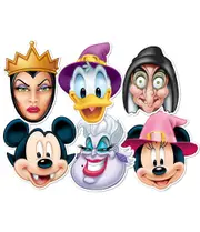 Starstills Mickey Mouse and Friends Halloween Card Fancy Dress Masks Set of 6 (Mickey, Minnie, Donald, Ursula, Wicked Witch and Wicked Queen)
