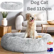 i.Pet Pet Bed Dog Cat 110cm Calm Care Extra Large Soft Plush Dogs Light Charcoal