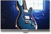 [LKHDS] Slim Aluminum Alloy Business Card Holder Blue Guitar Pocket Business Card Case Portable Business Card Wallet Business Card Holders Handheld Card Box for Women Men, style, One size, Style, One