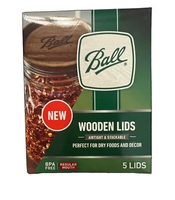 Ball Authentic Mason Jar Acacia Wooden Storage Lids Lot 2 - 5 Pack Qty Of 10 NIB