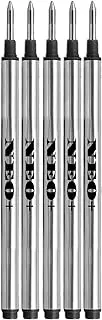 Refill of The Pen Compatible with MontBlanc Rollerball pens: Solitaire, Noblesse, Generation, Scent, Bohème, Classic and StarWalker, Jinhao, Gullor Rollerball Pen (5 x Black)
