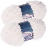 ULDIGI 2pcs Imitation Wool Super Yarn Chunky Fluffy Eyelash Yarn for Crochet and Knitting Per Bundle Soft Faux Fur for Scarves Hats and Blankets White