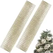 2 Pcs Metallic Gold Wired Ribbon, 10 Yards Champagne Gold Glitter Ribbon for Christmas Wreaths, Tree Decoration, Gift Wrapping