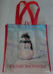 LAMINATED PUBLIX LARGE TOTE SHOPPER BAG HOLIDAY SNOWFOLK Snowman Red Blue NEW