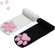 [Aisandcuis] Thigh High Socks, Cat's Paw Stockings, Pink Cute 3D Cat Paw Pad Socks, Lolita Cat for Girls Women Cosplay Set