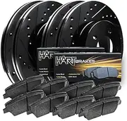 Hart Brakes Front Rear Brakes and Rotors Kit |Front Rear Brake Pads| Brake Rotors and Pads| Heavy Duty Brake Pads and Rotors |fits 2004-2008 Ford F-150, F-150 Heritage; Lincoln Mark LT