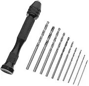 TEHAUX 1 Set Hand Drill Bit Set with Pin Vise Rotary Tool for DIY Crafting Woodworking Jewelry Making and Model Kits