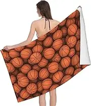JBYJBX Basketball Orange Print Beach Towel Quick Dry Sandproof Microfiber Beach Bath Towel for Travel Pool Camping
