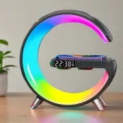 15W Wireless Charger Station with RGB Desk Lamp, Alarm Clock & Speaker