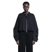 [THOM KROM] Bomber corto in cotone elasticizzato e modal Black