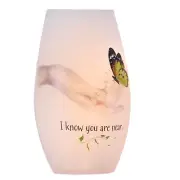 Stony Creek I Know You Are Near Butterfly Sympathy Lighted Vase Memorial 7" NIB